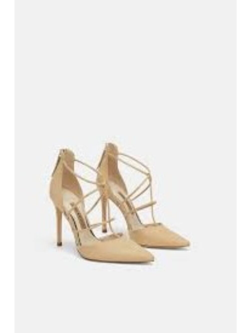 Zara Basic Sand T-Strap Suede High Heels